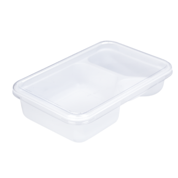 กล่องสำหรับใส่อาหารจานเดียว มี 2 ช่อง ขนาด 10.5×16.5×3.5 ซม. – 2 Cavity 250g