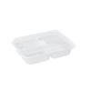 กล่องสำหรับใส่อาหารจานเดียว มี 3 ช่อง พลาสติกแบบบาง ขนาด 14.0×19.5×3.7 ซม. – กล่องข้าว 3 ช่อง