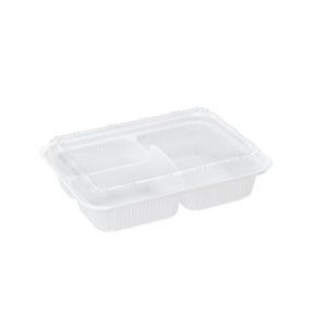 กล่องสำหรับใส่อาหารจานเดียว มี 3 ช่อง ขนาด 14.0x19.5x3.7 ซม.