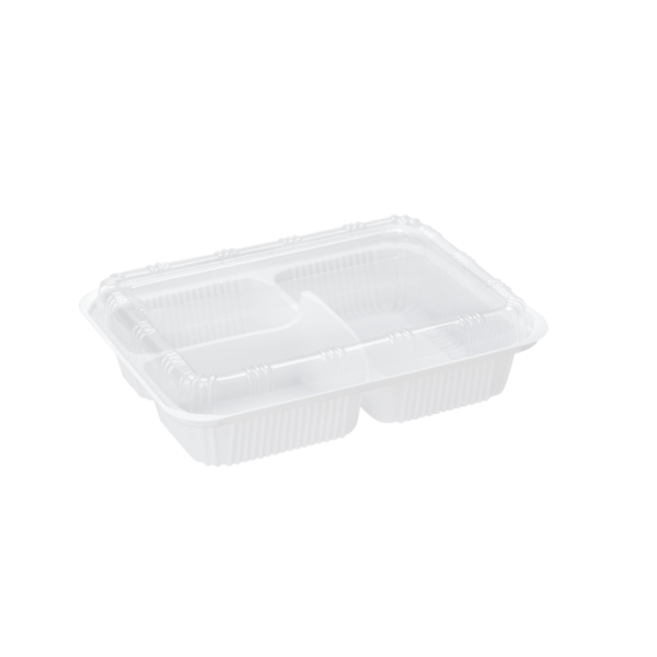 กล่องสำหรับใส่อาหารจานเดียว มี 3 ช่อง ขนาด 14.0×19.5×3.7 ซม.