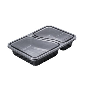 กล่องสำหรับใส่อาหารจานเดียว มี 2 ช่อง ขนาด 12.5x18.5x3.5 ซม. - กล่อง S&P 2 ช่อง