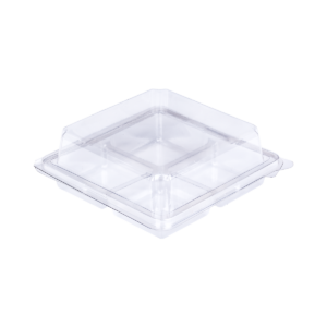 กล่องพลาสติกฝาพับ ขนาด 10.1x10.1x4.3 ซม. ( 4 ช่องเล็ก ขนาด 4.7x4.7x3.6 ซม. ) E44