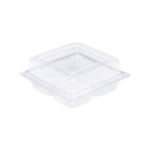 กล่องพลาสติกฝาพับ ขนาด 10.6x10.6x5.7 ซม. 4Cavity PET