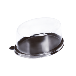 บรรจุภัณฑ์ถาดสีน้ำตาลทรงวงรี และฝา เหมาะสำหรับใส่เบเกอรี่ และขนมต่าง ๆ ขนาด 10.7x8.1x5.0 ซม. - E110