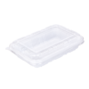 บรรจุภัณฑ์ถาดสีขาว และฝา เหมาะสำหรับใส่เบเกอรี่ และอาหารทั่วไป ขนาด 10.0x15.5x4.2 ซม. - E129