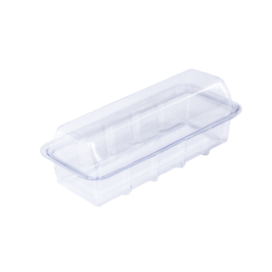 บรรจุภัณฑ์ถาดสีขาวและฝา เหมาะสำหรับใส่เบเกอรี่ และขนมต่างๆ ขนาด 5.1x13.9x4.8 ซม. - E58
