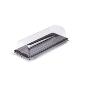 บรรจุภัณฑ์ถาดสีน้ำตาลและฝา เหมาะสำหรับใส่เบเกอรี่ และขนมต่างๆ ขนาด 4.6x13.0x4.4 ซม. - E59