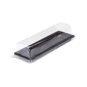 บรรจุภัณฑ์ถาดสีน้ำตาลและฝา เหมาะสำหรับใส่แยมโรล ขนาด 4.6x15.5x4.5 ซม. - E60