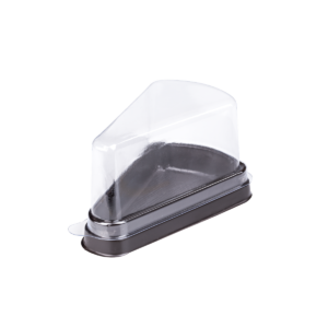 บรรจุภัณฑ์ถาดและฝาทรงสามเหลี่ยม เหมาะสำหรับใส่เค้กทรงสามเหลี่ยม ขนาด 8.2x12.3x7.0 ซม. - E61