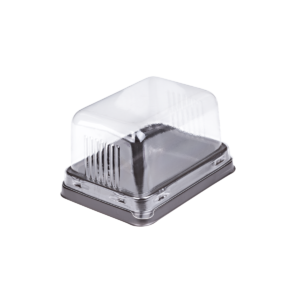 บรรจุภัณฑ์ถาดสีน้ำตาลและฝา เหมาะสำหรับใส่เบเกอรี่ และขนมต่างๆ ขนาด 6.3x9.0x6.3 ซม. - E69