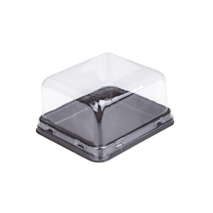 บรรจุภัณฑ์ถาดสีน้ำตาลและฝา เหมาะสำหรับใส่เบเกอรี่ และขนมต่างๆ ขนาด 8.2x9.2x5.7 ซม. - E75