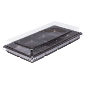 บรรจุภัณฑ์ถาดสีน้ำตาล 8 ช่องและฝา เหมาะสำหรับใส่เบเกอรี่ และขนมต่างๆ ขนาด 10.3x21.0x3.9 ซม. - E81