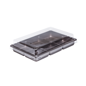 บรรจุภัณฑ์ถาดสีน้ำตาล 6 ช่องและฝา เหมาะสำหรับใส่เบเกอรี่ และขนมต่างๆ ขนาด 10.2x15.2x3.8 ซม. - E82