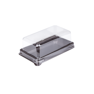 บรรจุภัณฑ์ถาดสีน้ำตาลและฝา เหมาะสำหรับใส่เบเกอรี่ และขนมต่างๆ ขนาด 5.6x10.6x4.9 ซม. - E86