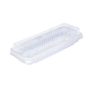 บรรจุภัณฑ์ถาดสีขาวและฝา เหมาะสำหรับใส่เบเกอรี่ และขนมต่างๆ ขนาด 5.9x17.9x4.1 ซม. - E90
