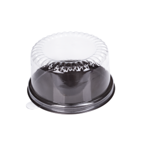 บรรจุภัณฑ์ทรงกลมถาดสีน้ำตาลและฝา เหมาะสำหรับใส่เบเกอรี่ และขนมต่างๆ หรือเค้กทรงกลม 1/2 ปอนด์ ขนาด 12.3x7.0 ซม. - E93 Small