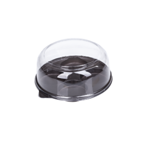 บรรจุภัณฑ์ถาดสีน้ำตาล 4 ช่อง + ฝา เหมาะสำหรับใส่เบเกอรี่ และขนมต่างๆ ขนาด 11.3x4.2 ซม. - E94