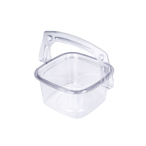 บรรจุภัณฑ์ใสเหมาะสำหรับใส่ขนม มีหูหิ้วทำให้ถือสะดวก ขนาด 9.9x9.9x6.1 ซม. - กล่องหูหิ้ว